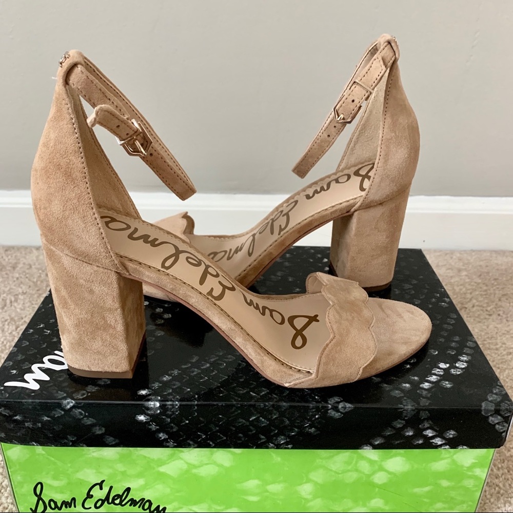 Sam Edelman Odila Ankle Strap Sandals- Camel Suede